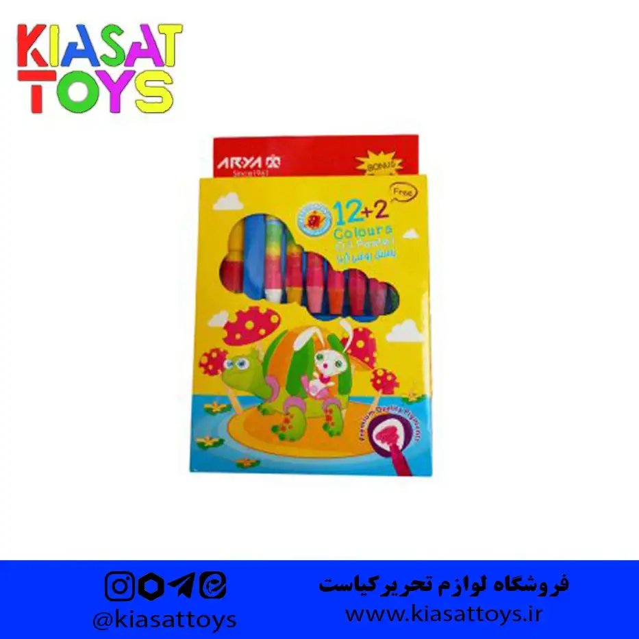 پاستل روغنی آریا ۲+۱۲ رنگ مقوا شمعی