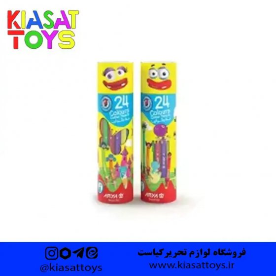 مداد رنگی 24 تایی لوله‌ای آریا
