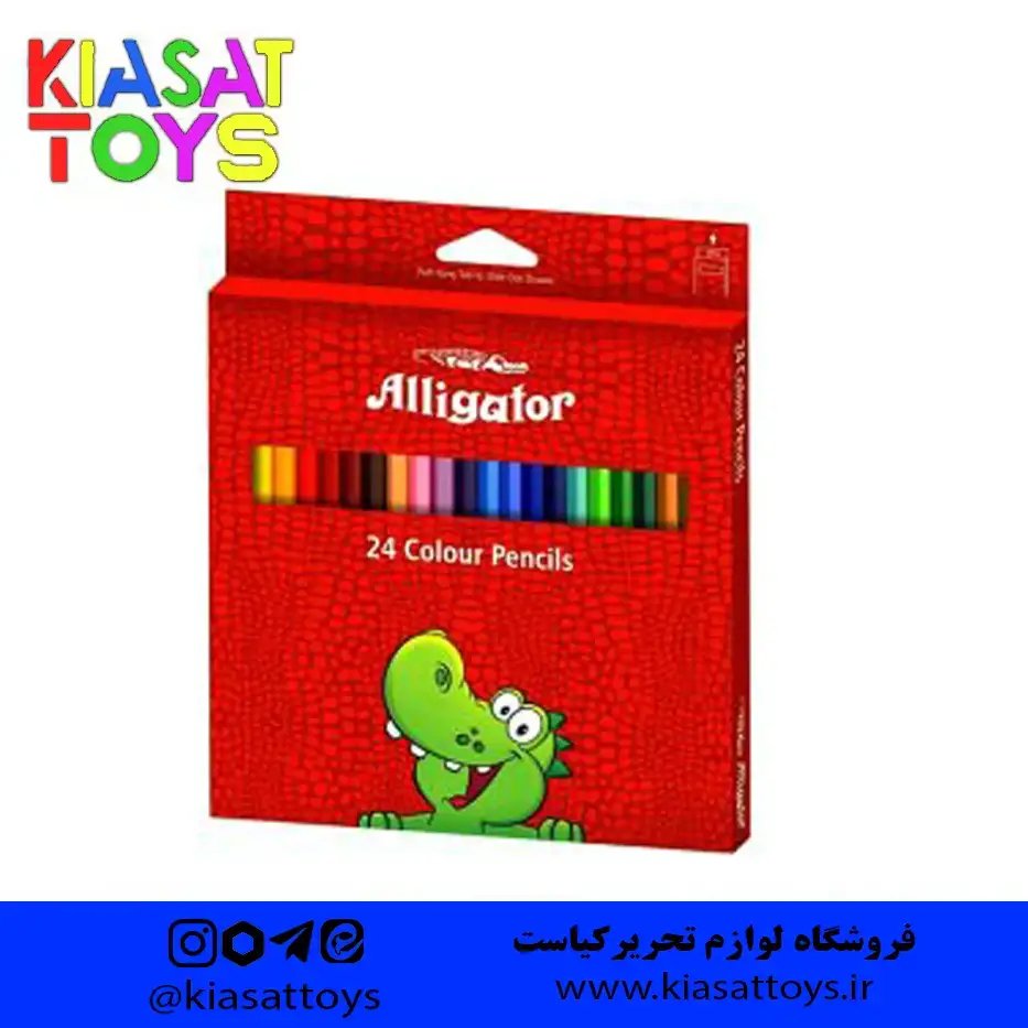 مداد رنگی 24 رنگ الیگیتور مدل فلزی سوسمار